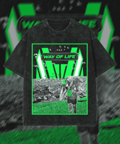 Alternative view of Cyber-Grunge Streetwear Graphic in Neon Green