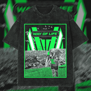 Alternative view of Cyber-Grunge Streetwear Graphic in Neon Green