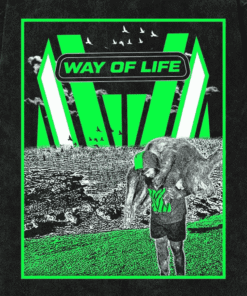 Cyber-Grunge Streetwear Graphic in Neon Green