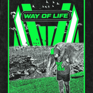 Cyber-Grunge Streetwear Graphic in Neon Green